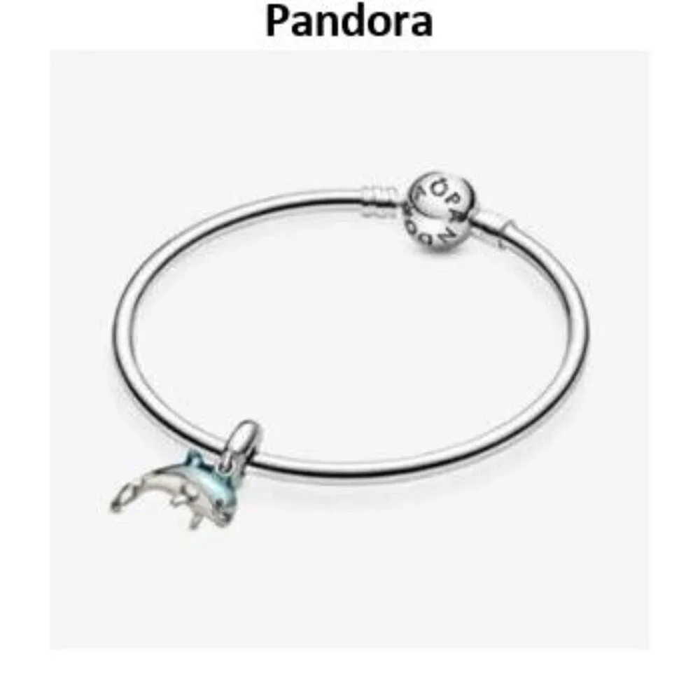 Pandora Silver and Blue Dolphin Charm Bracelet